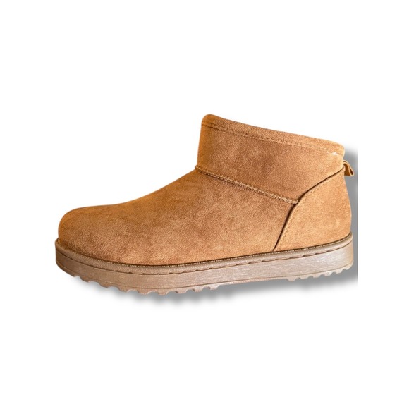 SO Sonoma Lupita Cozy mini Boots Booties Suede Style Warm Casual Chestnut Sz 9.5 - Picture 1 of 7